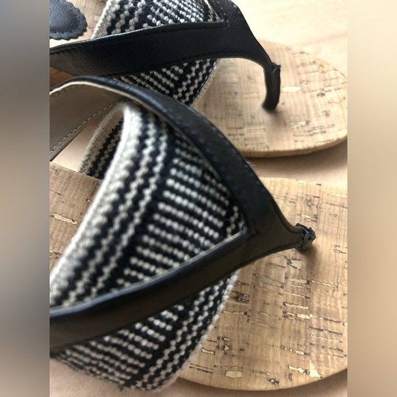 White Mountain Black and Cream Wedge Sandals - Picture 8 of 12